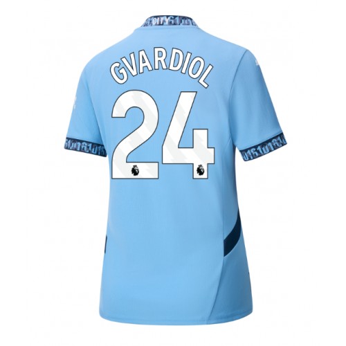 Dámy Fotbalový dres Manchester City Josko Gvardiol #24 2024-25 Domácí Krátký Rukáv